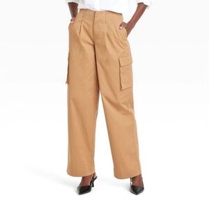A NEW DAY WOMEN'S WIDE LEG CLASSIC FIT FULL CARGO PANTS -TAN- SIZE 6